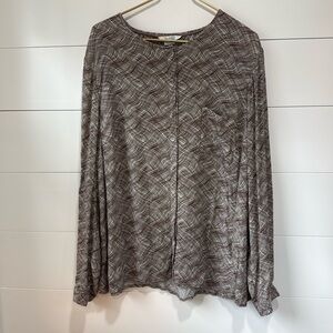 Boden Gwyneth Brown Cream Striped Pattern Plaid Button Up Blouse Top Size 18 EUC